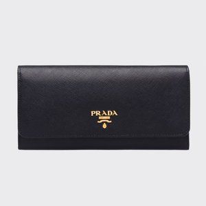 Prada Large Saffiano Leather Wallet Black